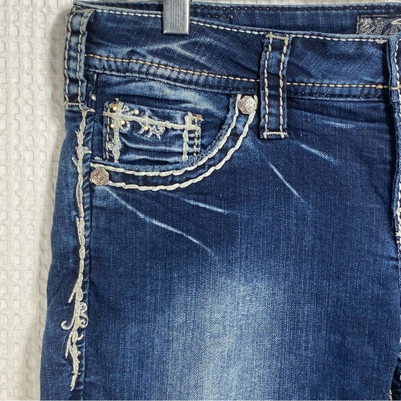 Silver Jeans Aiko Flap Skinny White Thick Stitch Dark Stretch; Women’s 27W 31L - Picture 6 of 16